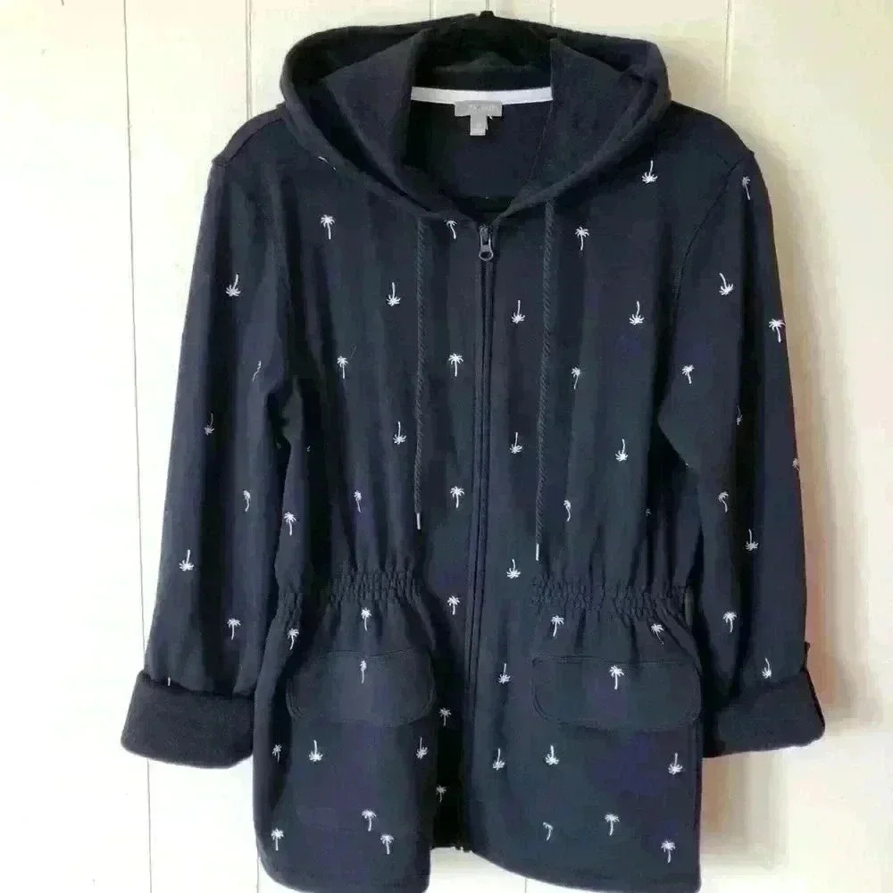 Talbots Women’s Zip Up Cotton Hooded Jacket Size M